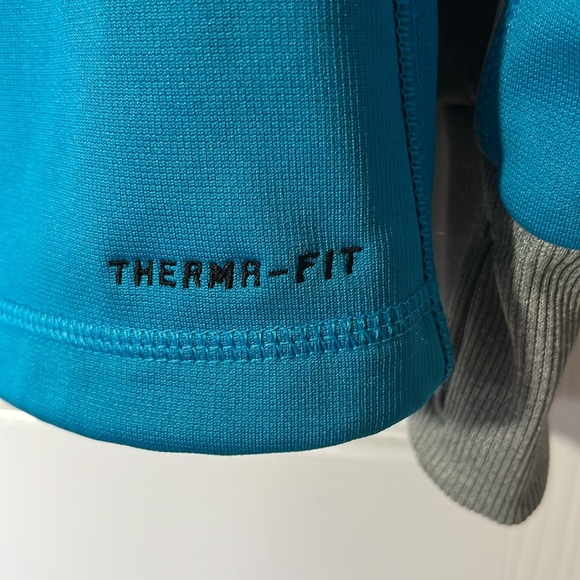 Nike Therma fit hoodie sweatshirt grey aqua pink swoosh thumb holes pouch pkt M - Picture 9 of 15